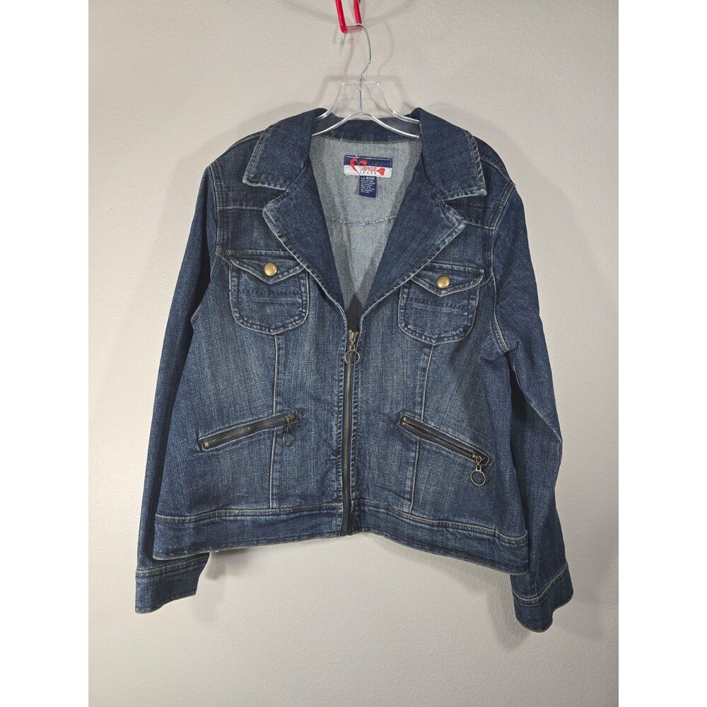 Vintage Mwah Jeans Blazer Jacket Size 18/20W Plus Blue Denim Western 90s Y2K AB
